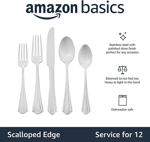 Набір столових приладів із нержавіючої сталі, 65 предметів, із зубчастим краєм - фото 2