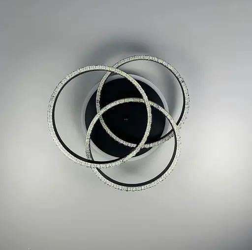 LED світильник чорний на 3 кільця з хромованою смужкою d30 см Line.F A 55063/3С RGB BK+CR - фото 2