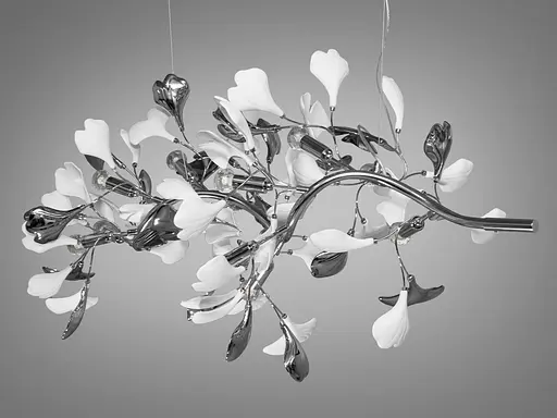 Фарфорова люстра в зал на 12 ламп, хром - фото 1