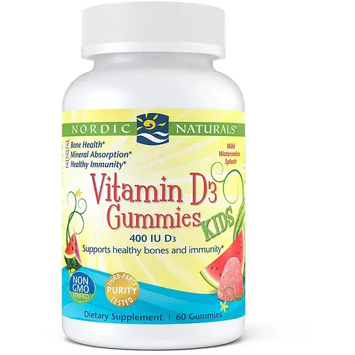 Витамин D для детей Nordic Naturals Vitamin D3 Kids, 60 жевательных конфет - Арбуз - фото 1