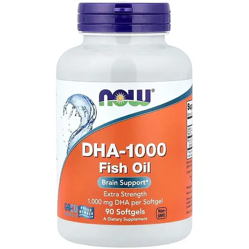 Жирні кислоти NOW DHA 1000, 90 капсул - фото 1