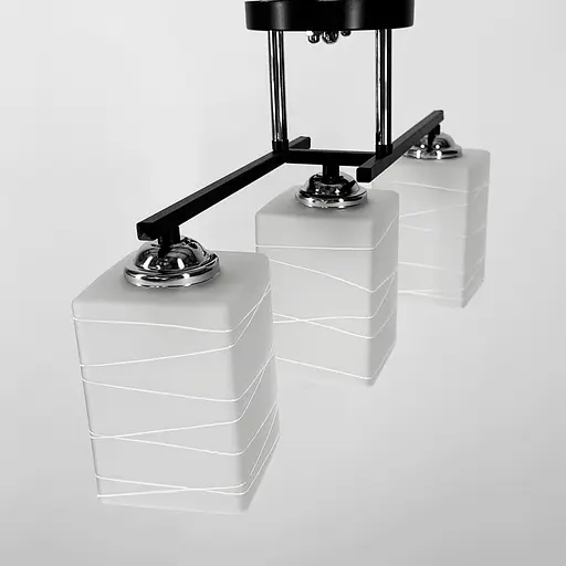 Прямокутний плафонний світильник на 3 лампи в чорному корпусі 47х15 см | Арт. 6944/3 BK+CH | Line F - фото 6