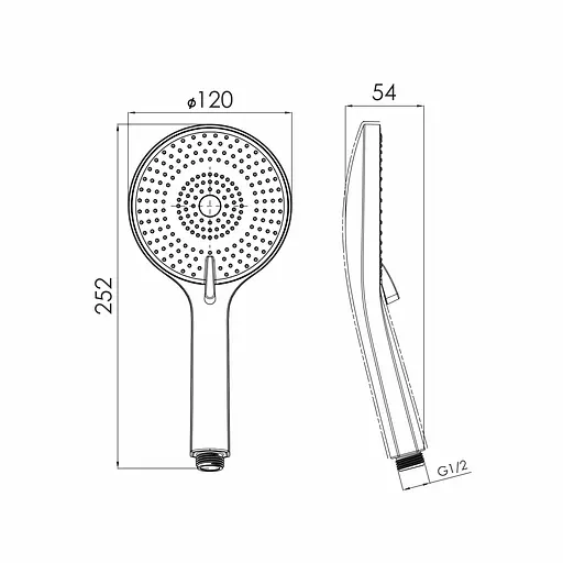 Ручной душ Imprese SPR144 120 мм, 3 режима, дисковый переключатель, ABS, біла кришка, чорний black matt f03600110NW, Черный матовый - фото 2