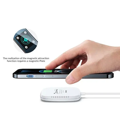 Зарядний пристрій Qi USAMS Ultra-thin Magnetic Fast Wireless Charger With Cable US-CD153 білий - фото 4