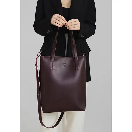 Шкіряний шоппер Nancy бордова - фото 1