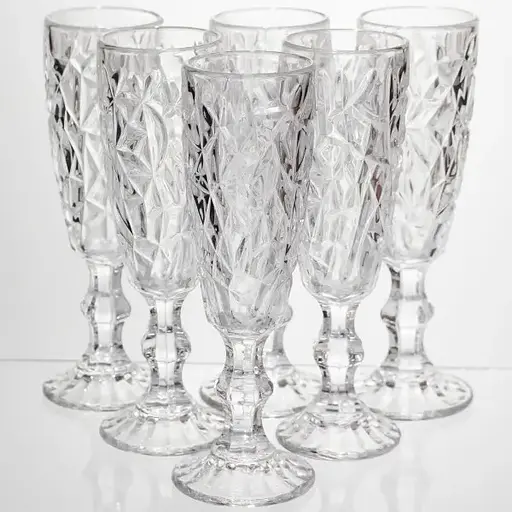 Набір келихів для шампанського 6 штук 160 мл подарункові келихи для шампанського на ніжці фужери для ігристих вин Yiwu HP-19-164 - фото 1