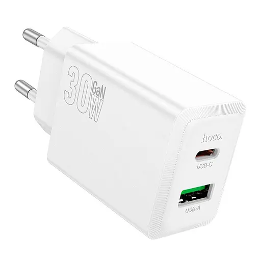 Зарядний пристрій 2 порти 30W - Hoco N71 charger блок адаптер білий - фото 1