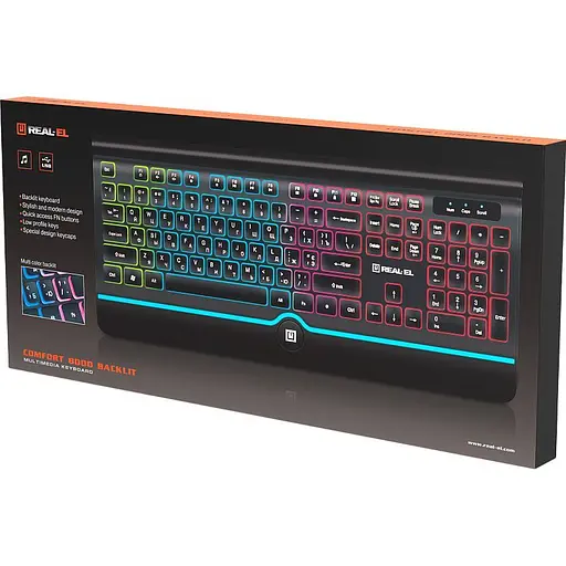 Клавіатура Real-El Comfort 8000 Backlit Black EL123100033 (128769) - фото 8