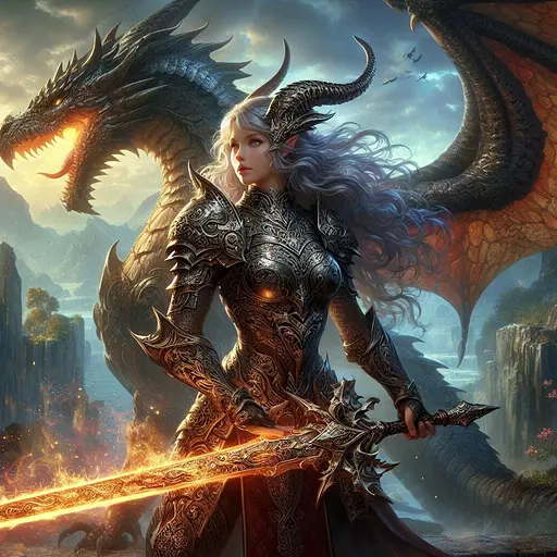 Деревянный пазл Девушка-дракон с драконом, А5, Картонная коробка 35 элементов