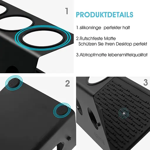 Сушарка для посуду з тримачем кришки Litchi чорний, набір із 4 шт. Тримач для пляшок підставка для бару - фото 5