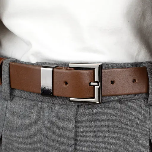 Ремінь жіночий шкіряний JK-3023 коричневий з темною пряжкою (120 см) - фото 6