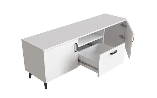 Тумба Лестер на конусних ніжках Ferrum-decor 48x139x38 Чорний метал ДСП Білий 16 мм (FRD-106807) - фото 4