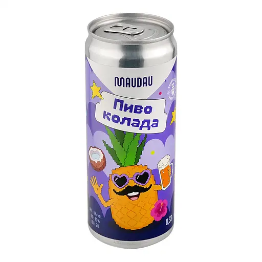 Пиво Maudau Пивоколада светлое нефильтрованное 5% 0.33 л ж/б - фото 2