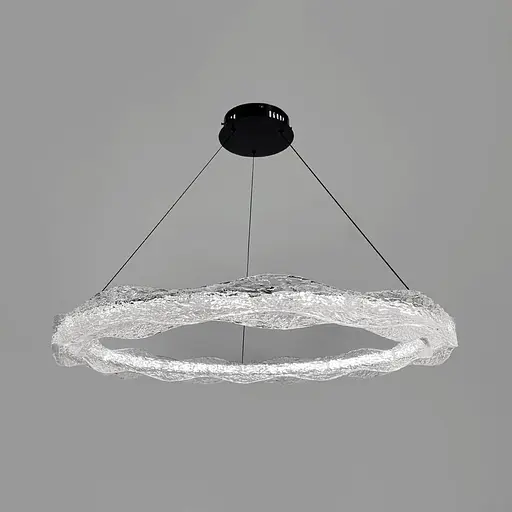 Люстра з підвісним корпусом з хвилястого рельєфного акрилу Ø 80 см | Line F | Арт. MJ373-800 BK - фото 5
