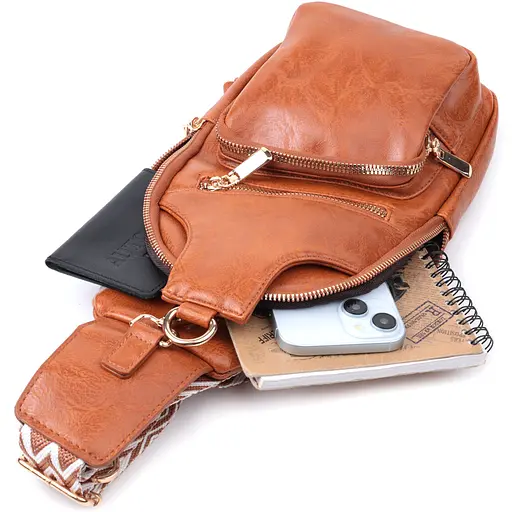 Женская слинг сумка Vintage через плечо из экокожи 16х30х8 см sum0026959 - фото 8