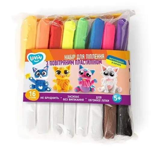 Набір для ліплення з повітряним пластиліном, 16 стіків, TM Lovin