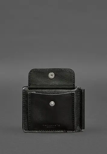 Кожаное портмоне 13.0 зажим черный краст - фото 7