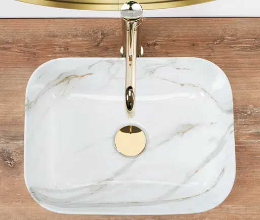 Умивальник Rea Demi Mini Aiax Shiny накладний REA-U5065, Мармур - фото 4