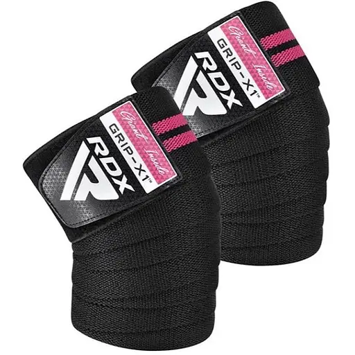 Бинти на коліна RDX GYM KNEE WRAP R11 BLACK/PINK (WAH-KR11BP) - фото 1