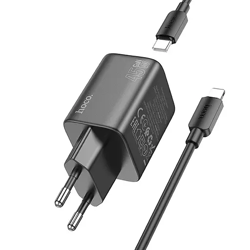 МЗП Hoco N42 Elogiado PD45W (2USB-C) + кабель Type-C to Lightning Black - фото 2