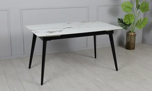 Стол Prestol Люкс белый глянец 1400/2000х900х760 черные ноги - фото 4