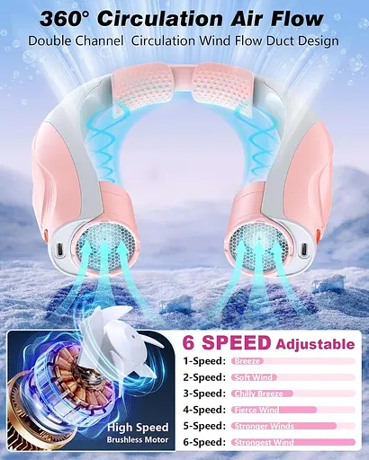 Шейный вентилятор 6 скоростей AI 6000 мАч USB-C - фото 4