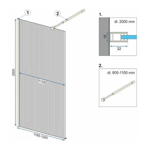 Душова стінка Rea Aero 120 intimo black REA-K4122, прозорий, чорний матовий - фото 6