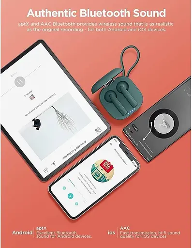 Бездротові навушники 1MORE Omthing Air Free Pods, BT5.0, ENC, Qi, TWS, 400mAh, 5h, (EO005) green UA UCRF - фото 5