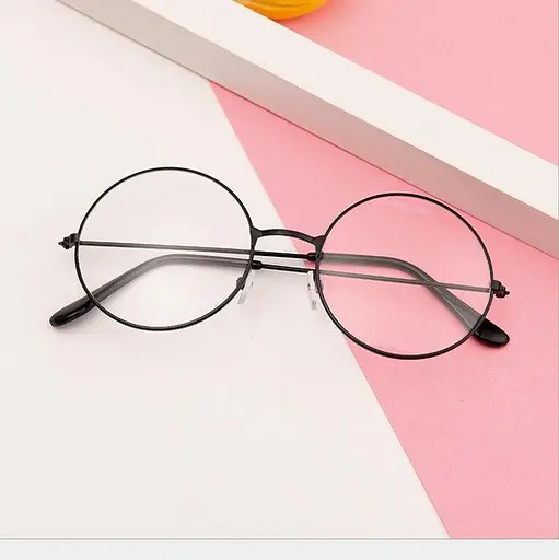 Іміджеві окуляри круглі з прозорим склом чорні