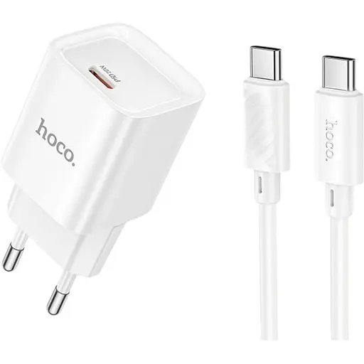Мережевий зарядний пристрій Hoco C146A PD 20W USB Type-C з кабелем Type-C 1 м