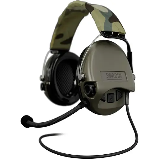 Активні навушники Sordin Supreme MIL CC з верхнім тримачем зелені