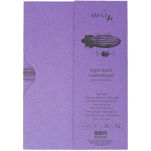 Склейка для ескізів в папці SM-LT Art Authentic (Ingres) А4 130г/м2 30л білий папір з додаванням бавовни - фото 1