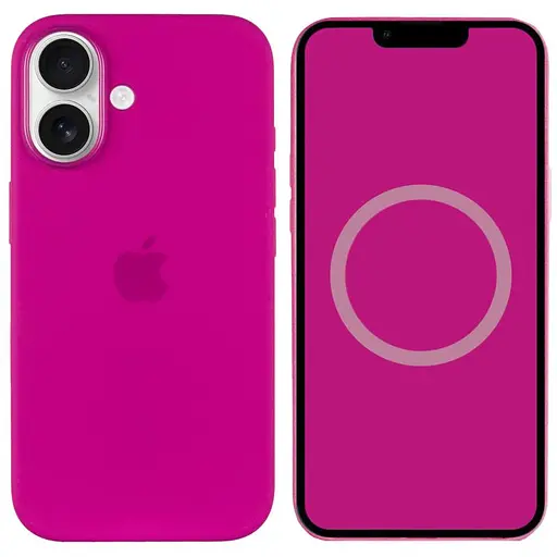 Чехол Epik Silicone case AAA с Magsafe и анимационной кнопкой для Apple iPhone 16, 6.1 Fuchsia