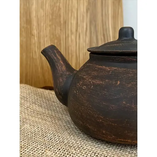 Чайник для завариваня 1 литр керамический (глиняный) с ручкой гладкий - фото 4