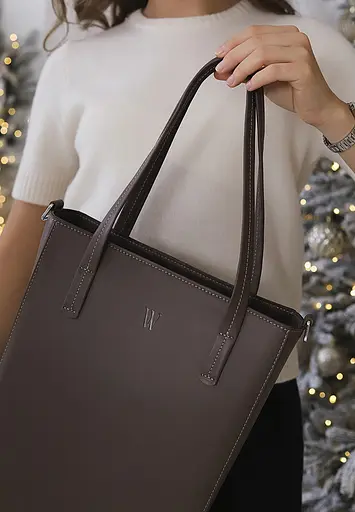 Шкіряний шоппер Nancy темно-бежевий - фото 9