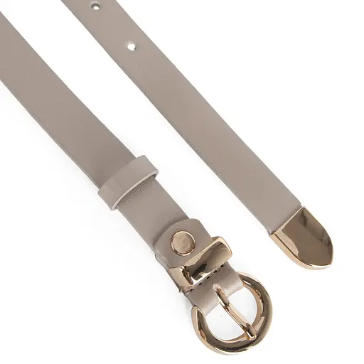 Ремень женский кожаный узкий JK-2032 (115 см) бежевый с золотой пряжкой - фото 4