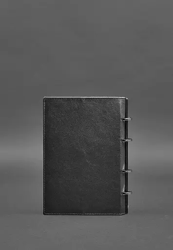 Шкіряний блокнот на кільцях (софт-бук) 9.0 з твердою чорною обкладинкою - фото 6