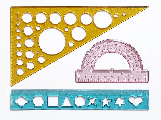 Набір геометричний: лінійка, транспортир, трикутник, 3 предмети, 5 шт. в упаковці