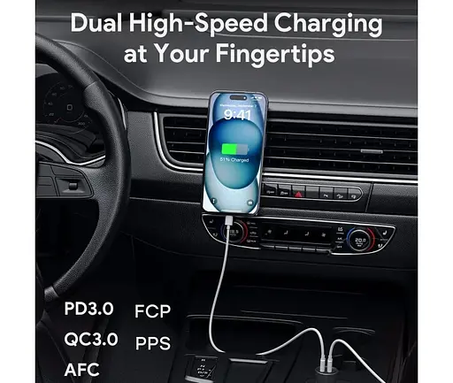 Автозарядне 2 порти USB-C Aukey 65 W 2C (CC-Y23) чорне - фото 6