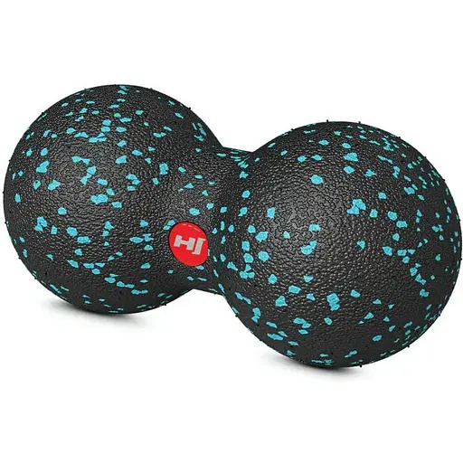 Массажный мяч Hop-Sport HS-D008MB двойной EPP 80 мм черно-голубой - фото 2
