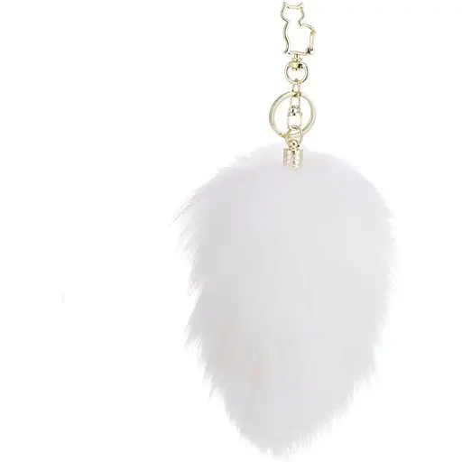 Металлическая анальная пробка Кроличий хвост Lockink Sevanda White Bunny-Tail Anal Pear-shape Plug - фото 5