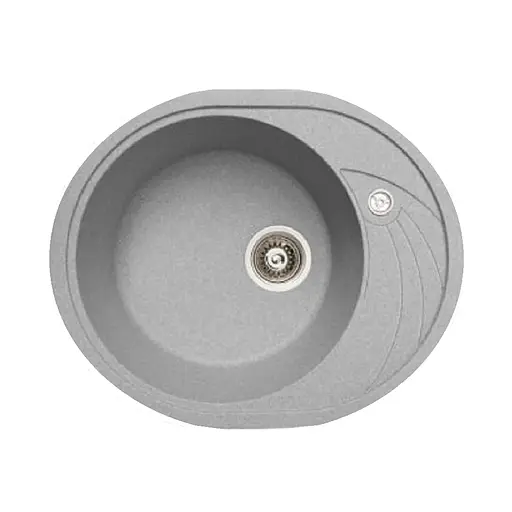 Гранитная мойка с краном овальной формы WIZ №4 580х470 мм (Серая) - фото 2