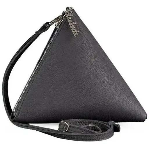 Шкіряна жіноча сумка-косметичка Піраміда чорна - фото 1