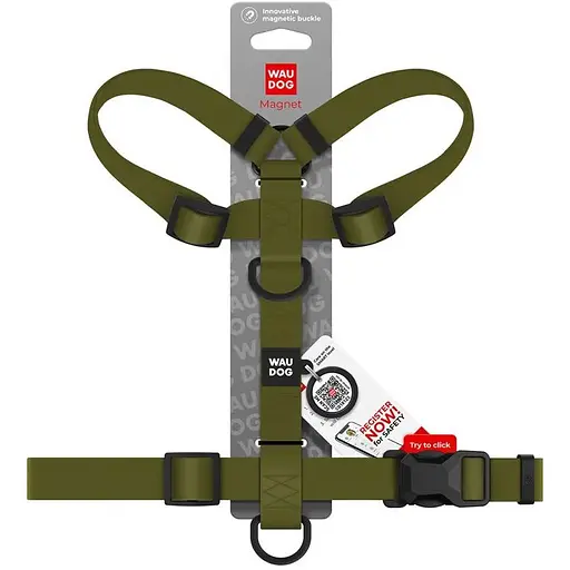 Шлея для собак Waudog Magnet водостійка анатомічна Н-подібна з QR-паспортом, магнітна пряжка-фастекс, L - фото 4