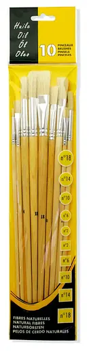 Набор кистей для масла и акрила Raphaël, 10 шт (плоские+круглые), щетина