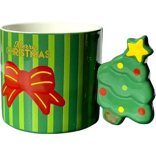 Новорічна кружка Olens 8030-296-2 Солодкий рік з декоративною ручкою кераміка 350 мл Зелена - фото 1