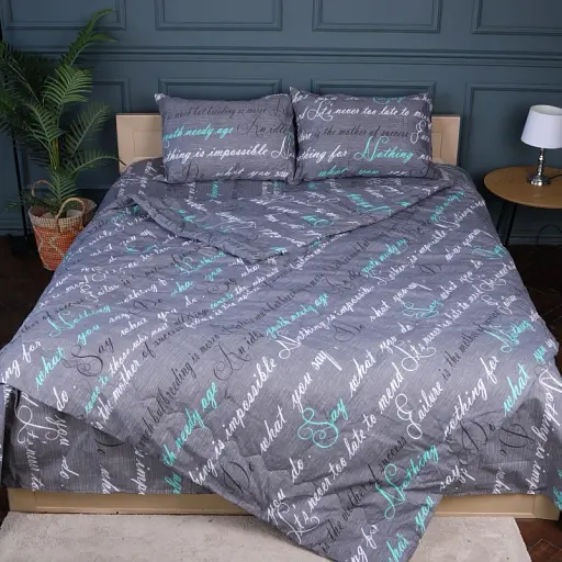 Летний постельный комплект MirSon №2951 Сolor Fun Line Tulio Silk 220х240 см серый (2200010966190) - фото 3