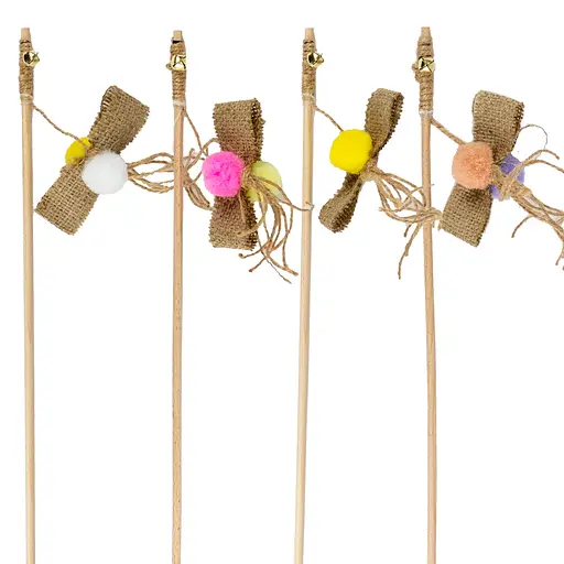 Игрушка для кошек Agility Бантик удочка деревянная с бубонами и колокольчиком в ассортименте 40 см