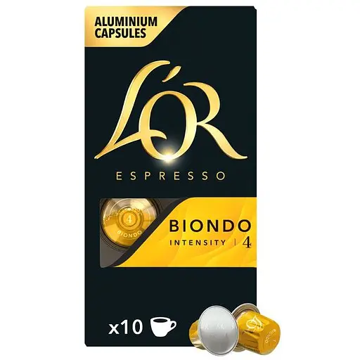 Кофе молотый в капсулах Nespresso L'OR Espresso Biondo Intensity #4, 10 шт. 52 г