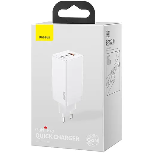 Блок живлення 65 W Baseus GAN2 зарядний адаптер 3 порти - фото 3